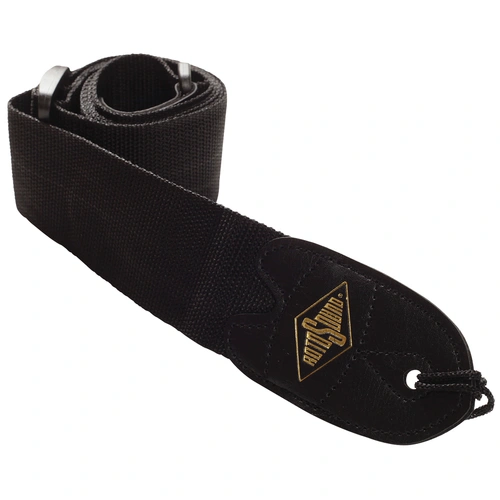 Rotosound Black Webbing Guitar Strap with Leather Ends