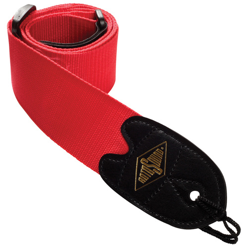 Rotosound Red Webbing Guitar Strap with Leather Ends