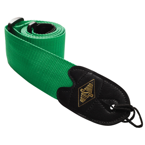 Rotosound Green Webbing Guitar Strap with Leather Ends