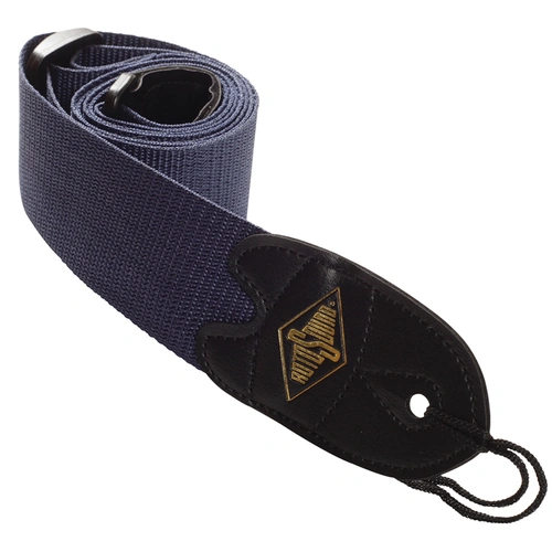 Rotosound Navy Blue Webbing Guitar Strap with Leather Ends