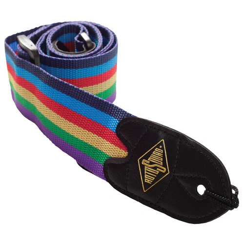 Rotosound Rainbow Stripe Guitar Strap with Leather Ends