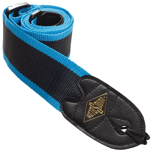 Rotosound Blue Stripe Guitar Strap with Leather Ends