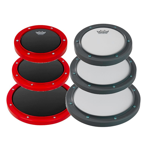 Remo Tunable Practice Pad 10" - Red with Black, Replaceable Coated Ambassador Head, Non-Slip Bottom, Mountable on Stand
