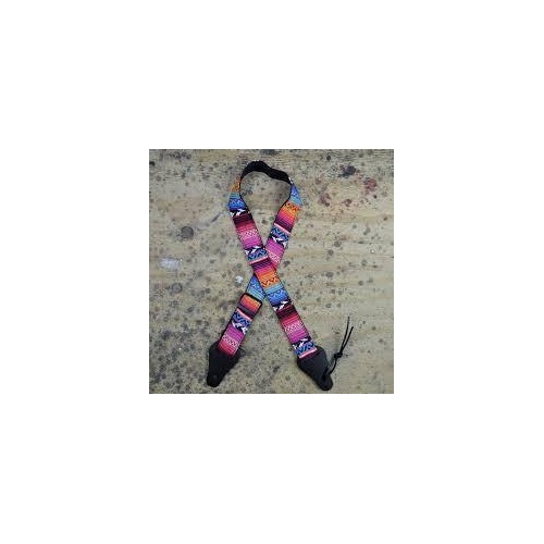 Colonial Leather Rasta Pink Ukulele Strap with Adjustable Length 80cm to 115cm
