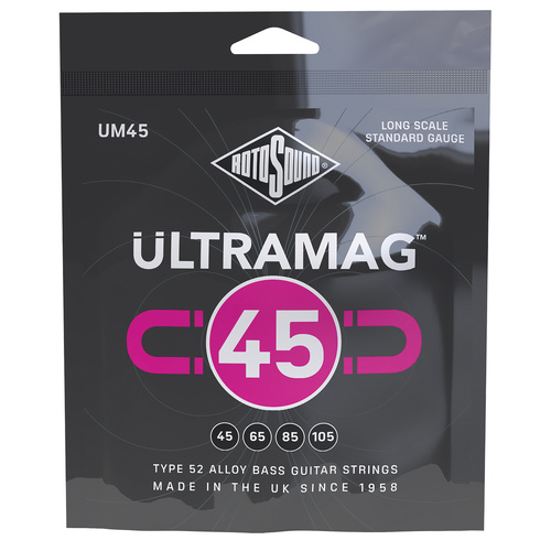 Rotosound Ultramag Bass Guitar Strings 45-105 [RUM45] - Type 52 Alloy, Long Lasting, Corrosion Resistant, Powerful Output, Manufactured in the UK