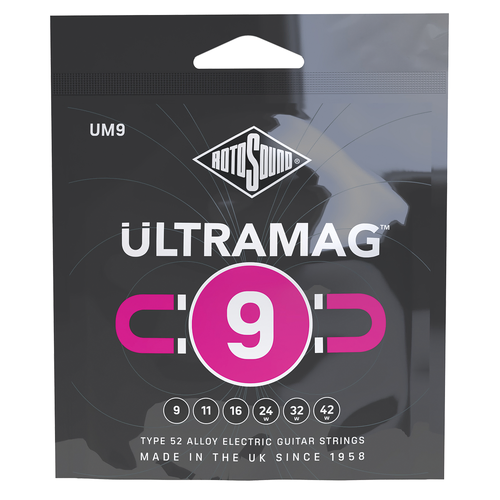 Rotosound Ultramag Electric Guitar Strings Set 9-42 [RUM9] - Type 52 Alloy, High Energy, Corrosion Resistant, Made in the UK