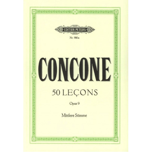50 Lecons Op 9 for Medium Voice/Piano by Concone - Peters EP980A