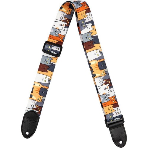 Flight S35 Cats Polyester Ukulele Strap with Adjustable Length and Leather Ends