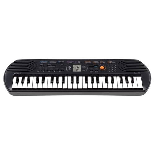 Casio SA77 44 Note Mini Keyboard with LCD Display, 10 Song Bank, 100 Tones, 50 Rhythms, 5 Drum Pads, Compact Design