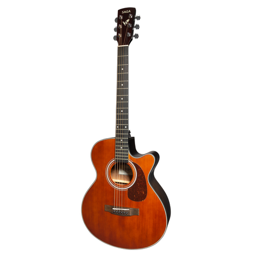 Saga SA800CRE Solid Top Folk Cutaway Acoustic-Electric Guitar with Fishman Pickup System and Soft Case