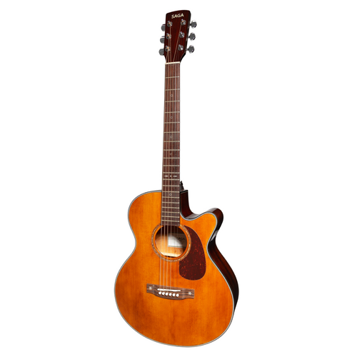 Saga SA830 Solid Top Acoustic-Electric Guitar with Fishman Presys II Pickup System and Soft Case
