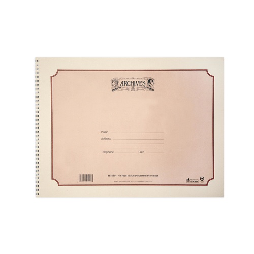 Archives Spiral-Bound Manuscript Book, 18 Stave, 64 pages, 12 x 16 inches