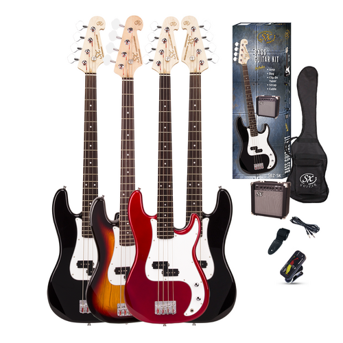 SX P Bass Guitar Kit Black Left-Handed