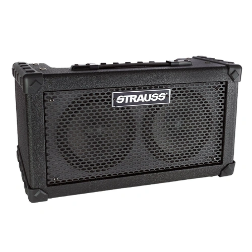 Strauss SBSK-F10 'Busker' 20W Solid State Rechargeable Dual Channel Amplifier - Black
