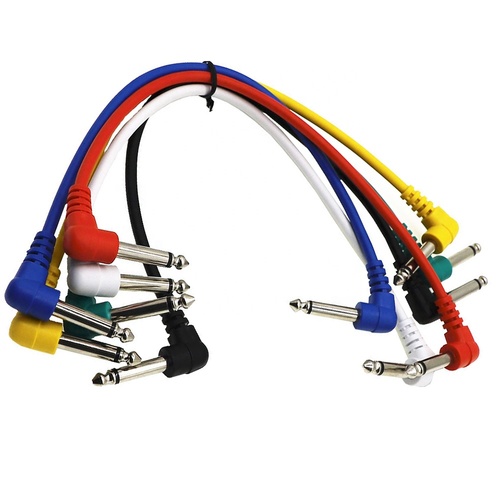 1/4" (6.35mm) Instrument patch cable, Multicolour, Pack of 6