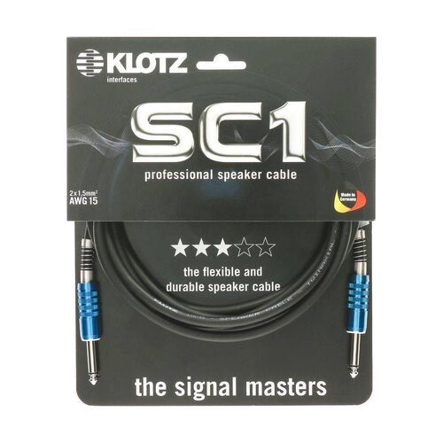 Klotz SC1PP01SW SC1 1m Professional Jack to Jack Speaker Cable