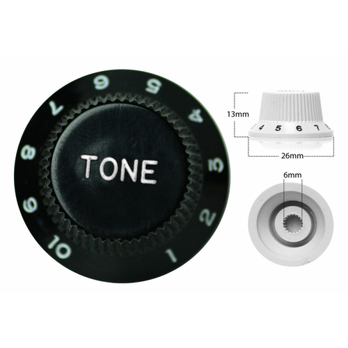 Strat Style Control Tone Knob For Electric Guitar Japanese Black