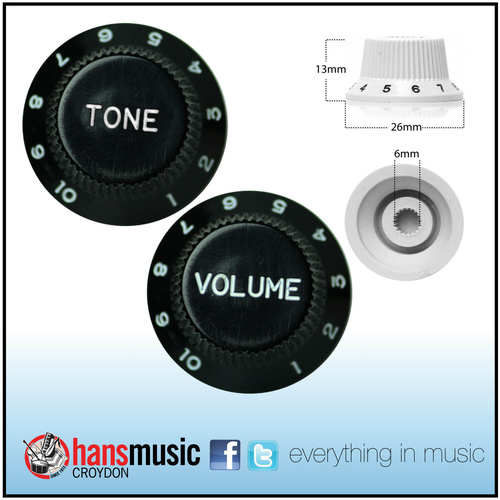 Strat Style Control Volume & Tone Knobs Electric Guitar - Japanese Black