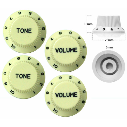 4 x Strat Style Volume / Tone Control Knobs Electric Guitar Mint Green