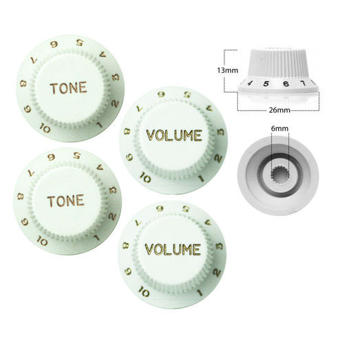 4 x Strat Style Volume / Tone Control Knobs Electric Guitar White
