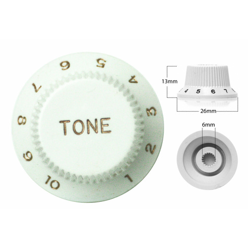 Strat Style Control Tone Knob For Electric Guitar Japanese White