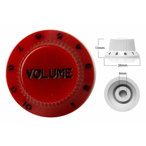 Strat Style Control Volume Knob For Electric Guitar Japanese Red