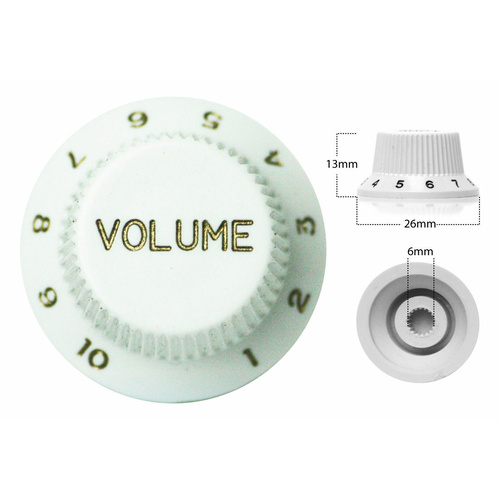 Strat Style Control Volume Knob For Electric Guitar Japanese White