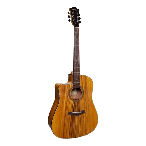 Sanchez SDC-18L-KOA Left Handed Acoustic-Electric Dreadnought Cutaway Guitar Natural Satin