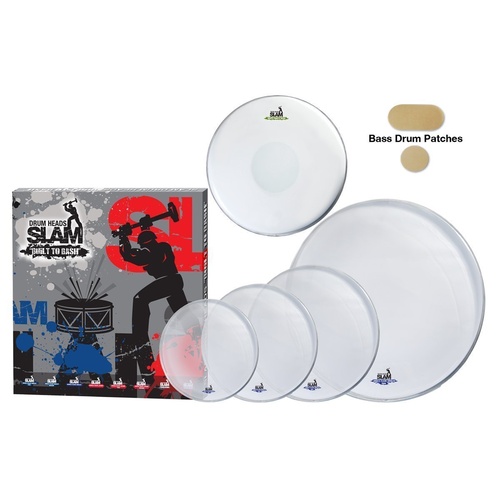 Slam Single Ply Clear Medium Weight Fusion 22 Drum Head Pack 10"T/12"T/14"T/14"S/22"BD