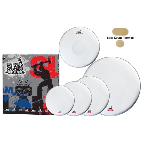 Slam Single Ply Coated Medium Weight Drum Head Pack 10"T/12"T/14"T/14"S/22"BD