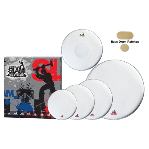Slam SDHP-1PCT-TR Single Ply Smooth Coated Thin Weight Drum Head Pack (12"/13"/16"/14"/22")