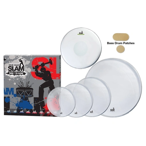 Slam Hydraulic Clear Drum Head Pack (10", 12", 14", 14", 22") with Snare Head and Bass Drum Patches