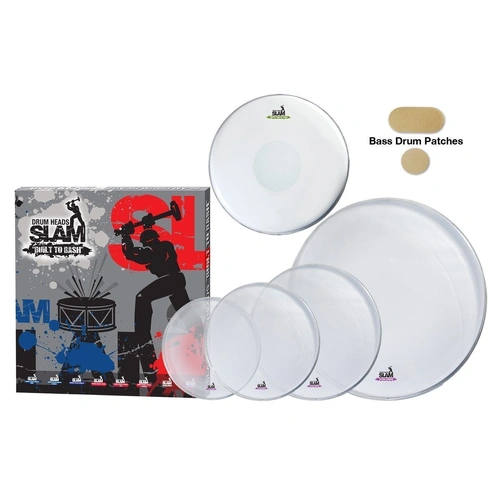 Slam Ringer Clear Drum Head Pack (10", 12", 14", 14", 20") with Snare Head and Bass Drum Patch