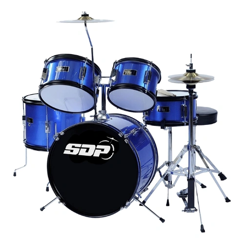 Sonic Drive SDJ-40-BLU Deluxe 5-Piece Junior Drum Kit - Metallic Blue