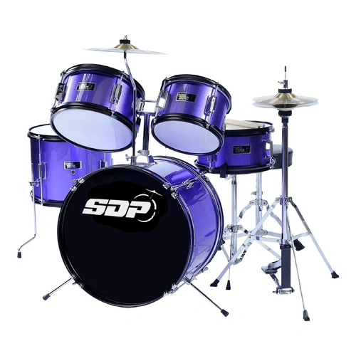 Sonic Drive SDJ-40-PUR Deluxe 5-Piece Junior Drum Kit in Metallic Purple