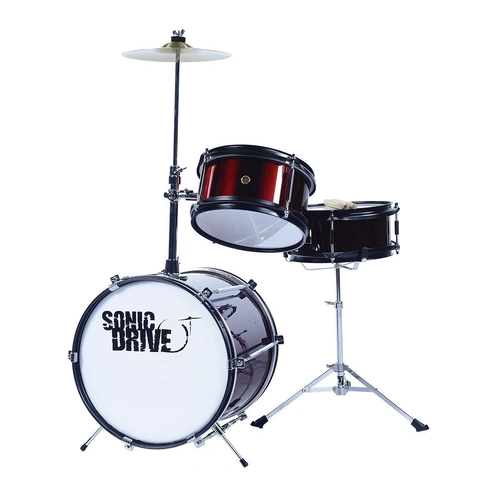 Sonic Drive SDJ-44-MWR 3-Piece Junior Drum Kit in Metallic Wine Red
