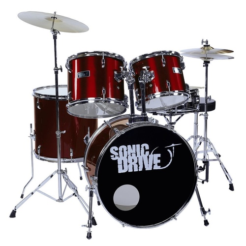 Sonic Drive 5-Piece Drum Kit with 22" Bass Drum (Metallic Wine Red)