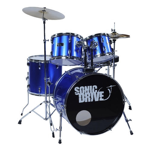 Sonic Drive 5-Piece Fusion Drum Kit with 22" Bass Drum (Metallic Blue)