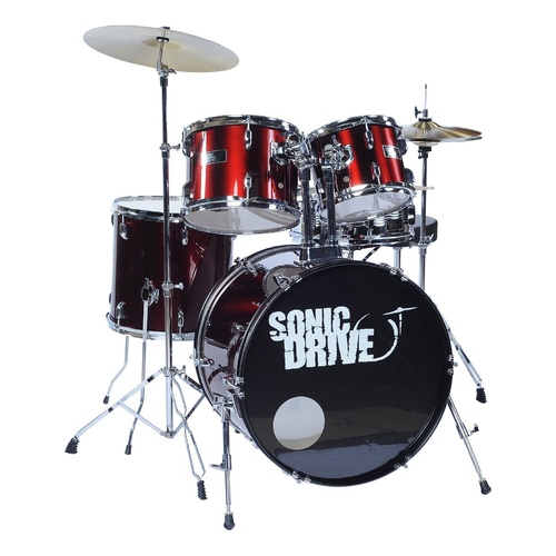 Sonic Drive 5-Piece Fusion Drum Kit with 22" Bass Drum (Metallic Wine Red)