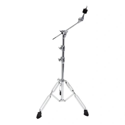 Sonic Drive SDP-BCS-3X Heavy Duty Boom Cymbal Stand, Height Adjustable, Double Braced, Chrome Finish, 93cm to 150cm Height, 44cm Boom Arm