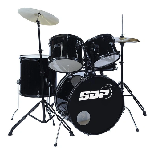 Sonic Drive 5-Piece Rock Drum Kit with 22" Bass Drum in Black and Matte Black Hardware