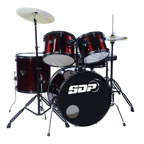 Sonic Drive 5-Piece Rock Drum Kit with 22" Bass Drum - Metallic Wine Red