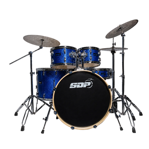 Sonic Drive 5-Piece Stage Series Drum Kit with Silent Cymbals - Blue Sparkle