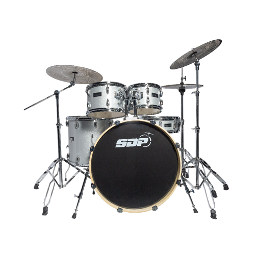 Sonic Drive 5-Piece Stage Series Drum Kit with Silent Cymbals - Silver Sparkle