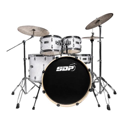 Sonic Drive 5-Piece Stage Series Drum Kit with Silent Cymbals - White Sparkle