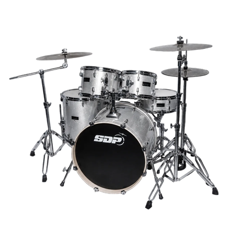 Sonic Drive 5-Piece Pro Series Drum Kit with Silent Cymbals - Metallic Silver