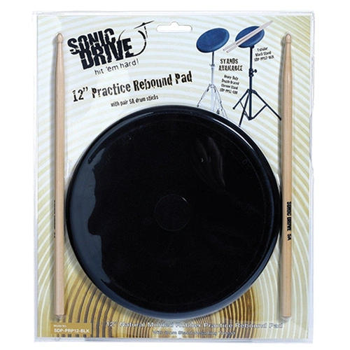 Sonic Drive 12" Natural Rebound Drum Practice Pad Set with 5A Drumsticks