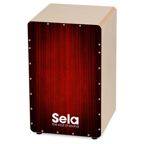 Sela Varios Professional Snare Cajon in Red Finish, 15mm Birch Body, Removable Snare System, Clap Corners, Made in Germany