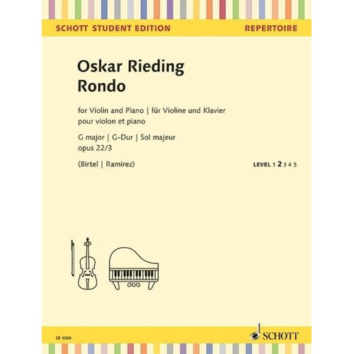 Rieding - Rondo G Op 22 No 3 Violin/Piano (Softcover Book)