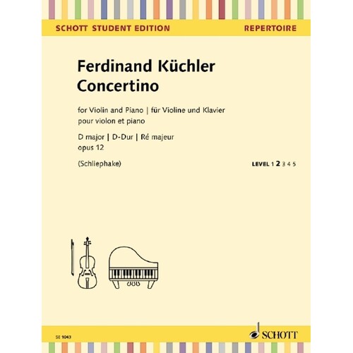 Kuechler - Concertino D Major Op 12 Violin/Piano (Softcover Book)